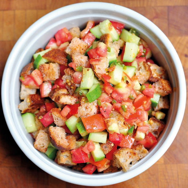 Spicy Panzanella from "Good and Cheap" offers a delicious way to use up leftover bread.