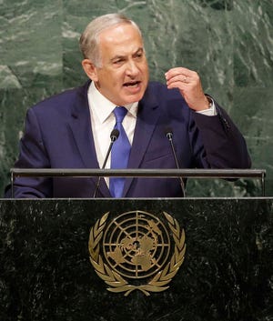 Israel's Prime Minister Benjamin Netanyahu speaks during the 70th session of the United Nations General Assembly at U.N. headquarters, Thursday, Oct. 1, 2015. (AP Photo/Seth Wenig)