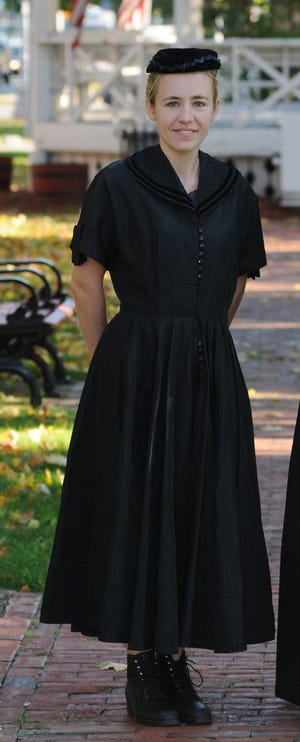 Bettina Conklin, dressed in traditional clothing, will host her annual Ghost Tour of downtown Fitchburg on Oct. 3, starting at First Baptist Church. T&G File Photo/Christine Peterson