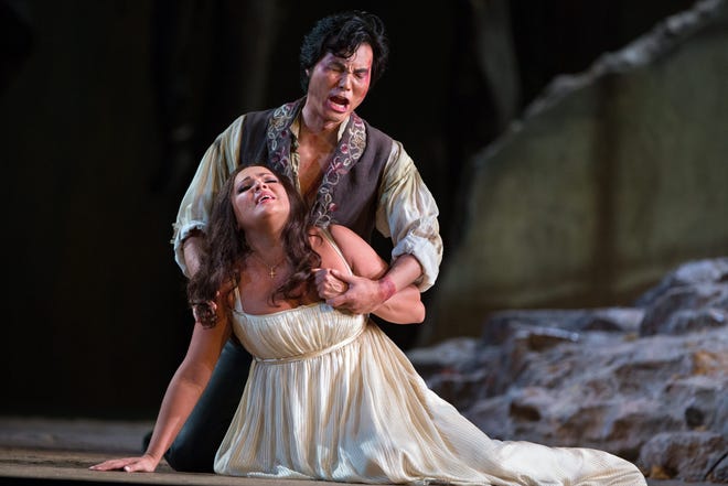 Yonghoon Lee as Manrico and Anna Netrebko as Leonora in Verdi’s “Il Trovatore.” Photo Marty Sohl/Metropolitan Opera