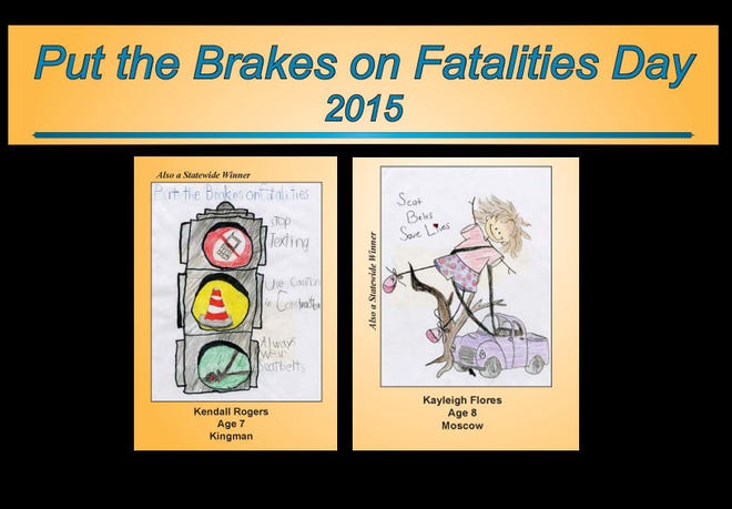 Put the Brakes on Fatalities Day statewide poster winners from Cunningham and Moscow.