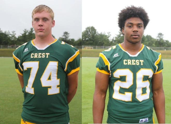 Crest duo Kollin Byers, left, and Aaron Ramseur have been selected to play in the Shrine Bowl of the Carolina's in December.