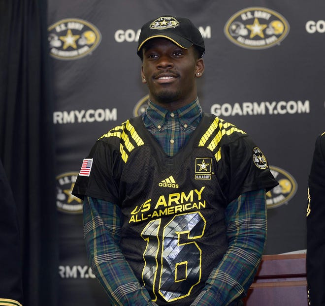 Spartanburg High running back Tavien Feaster, a Clemson commitment, on Wednesday received his jersey for the U.S. Army All-American Bowl. The game will be played in San Antonio, Texas, in January.