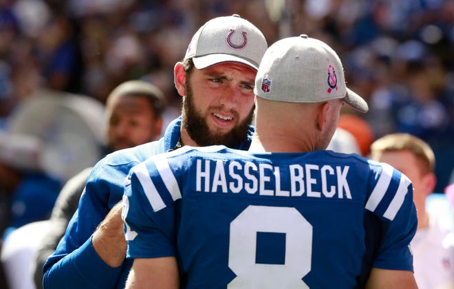 Indianapolis Colts' Andrew Luck (left) is expected to start tonight against Houston. (AP Photo/R Brent Smith)