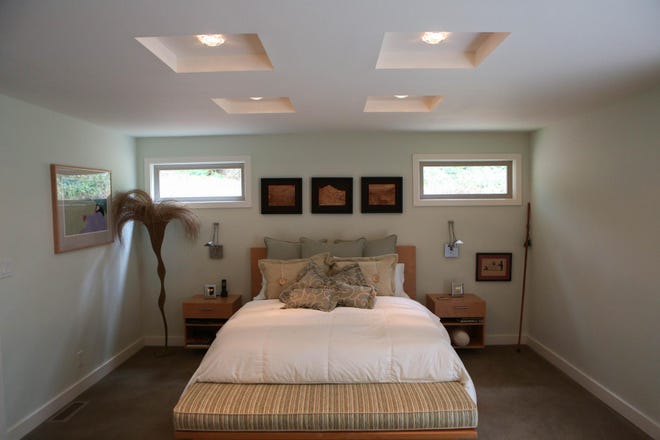 Linda’s favorite room: master suite with recessed jeweled ceiling lights, cozy ambiance. (Kelly Lyon/The Register-Guard)