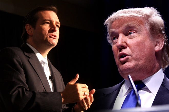 U.S. Sen. Ted Cruz, left, and fellow GOP presidential candidate Donald Trump