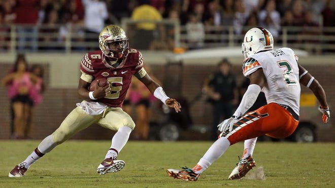 TALLAHASSEE, FL - OCTOBER 10: Everett Golson #6 of the Florida State Seminoles rushes during a game against the Miami Hurricanes at Doak Campbell Stadium on October 10, 2015 in Tallahassee, Florida. (Photo by Mike Ehrmann/Getty Images)