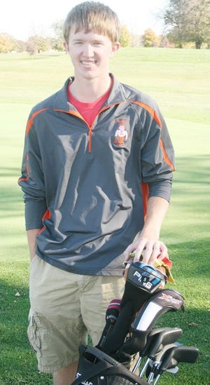 Kewanee senior Ryan Hansen tees off at 10 this morning in the Class 2A state golf tournament at Weibring Golf Club in Normal.