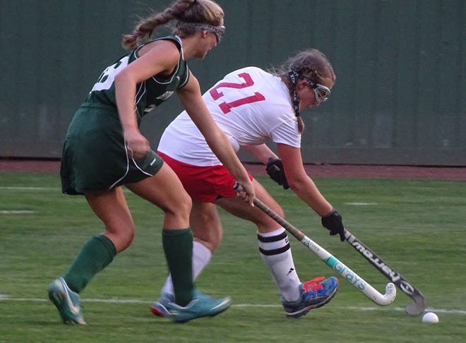 Spartan Hannah Rossignol, seen here during a field hockey game earlier this season, returned to action last week after missing two recent matches due to an injury. COURTESY PHOTO BY ALAN HELMREICH