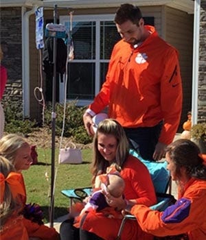 Addison Grace Bolt with her new friends in the Clemson band.