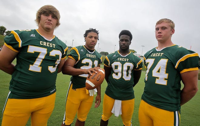 Crest players, from left, Chris Jones (Coastal Carolina), Tre Harbison (Virginia), Chris Willis (Georgia Southern) and Kollum Byers (N.C. State) made their college choices known via social media, quite a change from in the past.