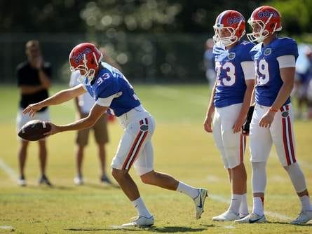 Florida's Dallas Stubbs participates in drills during spring practice in April of last year.