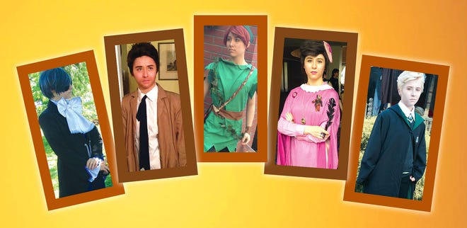 Allegra's favorite cosplay costumes have included (from left) Ciel Phantomhive from the anime "Kuroshitsuji," Castiel from "Supernatural," Peter Pan and Dolores Umbridge and Draco Malfoy from "Harry Potter."