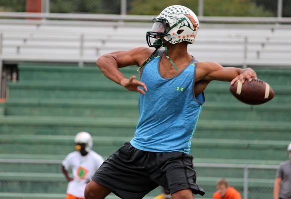 Chazz Surratt, shown here in a Oct. 1 practice, was perfect in the pocket Friday night for East Lincoln