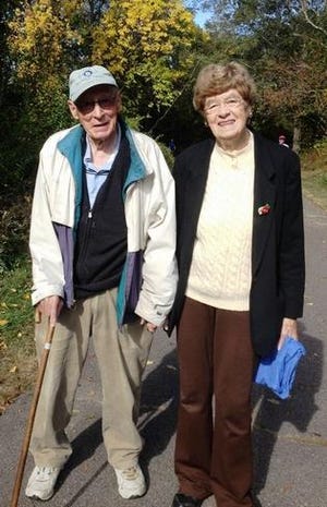 Chuck and Peg Bardsley are 93 and 92 and walk every day in Weymouth because they like it.