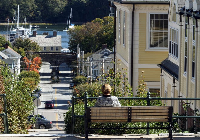 Looking down the hill from Town Hall with a view of King Street and Greenwich Cove. The Providence Journal/Bob Breidenbach