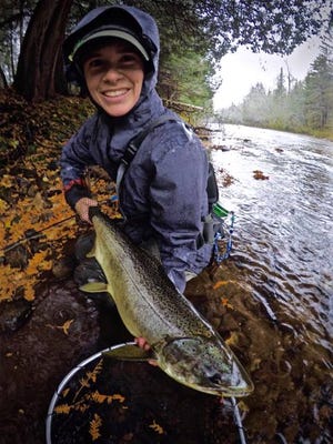 The salmon was caught by MSU Extension Educator Michelle Jarvie on a local river