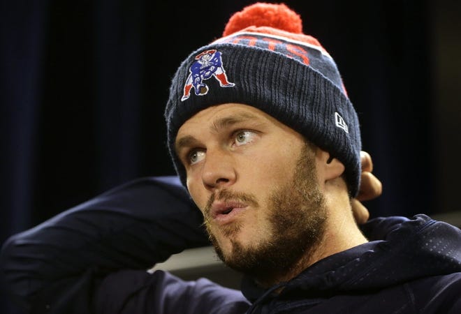 Tom Brady speaks during Tuesday's news conference in Foxboro. The Associated Press