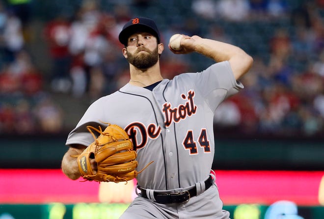 FILE- In this Sept. 29, 2015, file photo, Detroit Tigers pitcher Daniel Norris (44) throws to the Texas Rangers in the first inning of a baseball game in Arlington, Texas. Norris said he kept pitching last season after finding out he had a cancerous growth on his thyroid. In a message on Twitter and Instagram on Monday, Oct. 19, the 22-year-old Norris said he found out the growth was malignant but was told by a doctor that he could wait until the end of the season to have it removed. (AP Photo/Tony Gutierrez, File)
