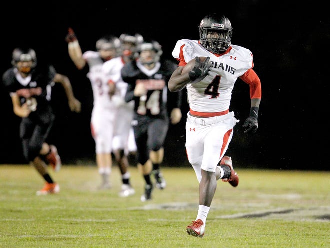 Donald Robinson returns the opening kickoff for a Fort White touchdown against Hawthorne on Thursday night.