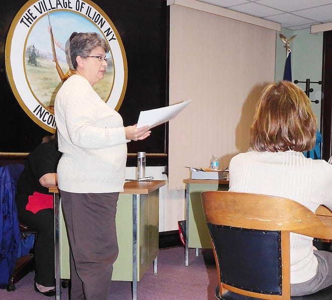 Stephanie Boucher of the American Cancer Society spoke to the Ilion village board Wednesday about the need for ideas and resources to keep the local Relay For Life going strong. TIMES TELEGRAM PHOTO/DONNA THOMPSON