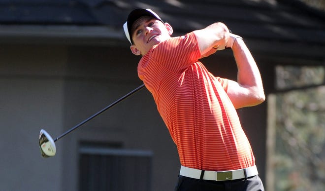 Pacific Matt Lee tees off at the 13th hole during the final round of the Visit Stockton Pacific Invitational on Saturday at Stockton Golf and Country Club. Lee finished fourth in the tournament and the Tigers were fourth in the team standings. CALIXTRO ROMIAS/THE RECORD