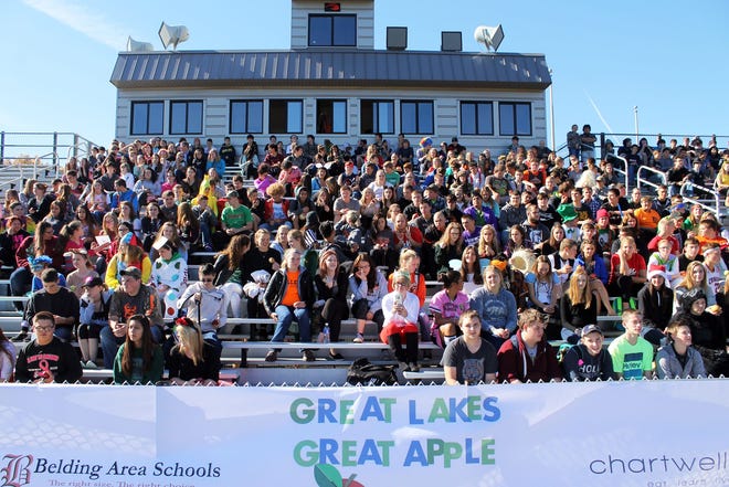 Belding teamed up with other schools in Minnesota, Wisconsin, Illinois, Michigan, Indiana and Ohio on Thursday, Oct. 22 for The Great Lakes Great Apple Crunch to break the record for most people simultaneously eating an apple at the same time. 

Courtesy photos