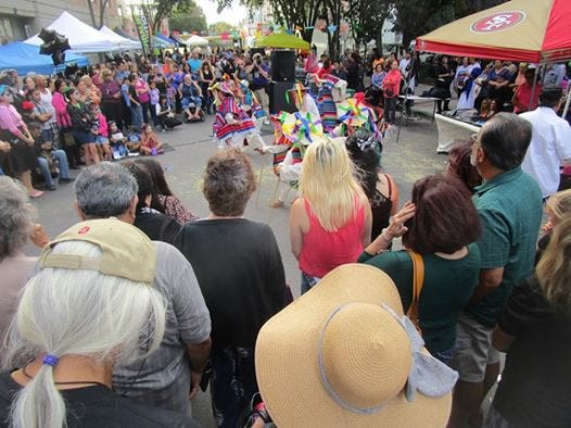One of the dance presentations at the Dia de los Muertos Street Fiesta in downtown Stockton.

JOY NEAS/COURTESY PHOTO