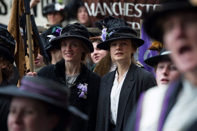 Carey Mulligan, right, and Anne-Marie Duff appear in a scene from "Suffragett."