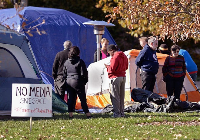 Protestors and supporters of the Concerned Student 1950 continue camping on Mel Carnahan Quadrangle on the University of Missouri - Columbia campus in Columbia, Mo.
