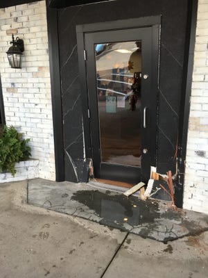 A 90-year-old driver mistook the gas pedal for his brake when he was parking at Lincoln Center, sending his car into the door of the Theadora boutique. No one was injured and damage was limited to the door area and the front end of the driver's 2004 Toyota Camry. JOE GOLDEEN/THE RECORD