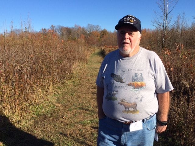 U.S. Navy veteran Al Hagovsky discusses the benefits of communing with nature in the meadow of the Rancocas Nature Center in Westampton on Sunday, Nov. 8, 2015.