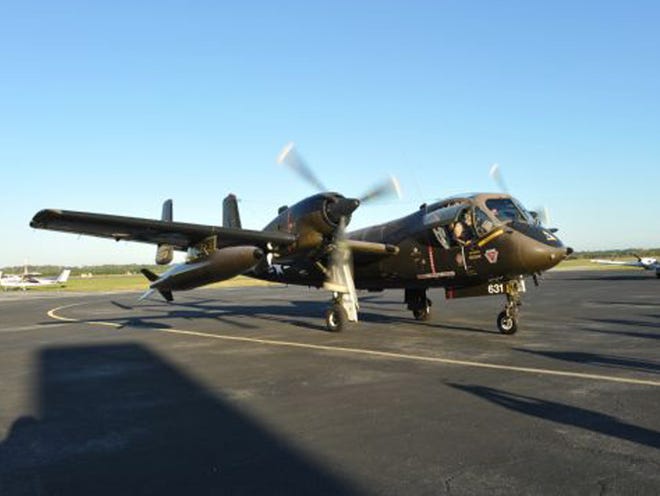A Northrup Grumman OV-1B Mohawk that was donated to the U.S. Military Air Power Museum at Craig Airfield flew in Wednesday, November 11, 2015 to Criag Airport in Jacksonville, Florida. The Mohawk is the only flying and functional Mohawk, and was used in the Vietnam War and Desert Storm.
