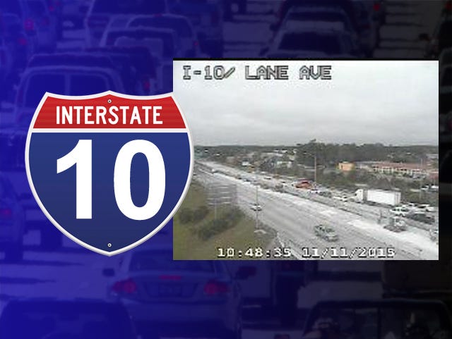 Traffic cam image showing the back on I-10 Wednesday morning.