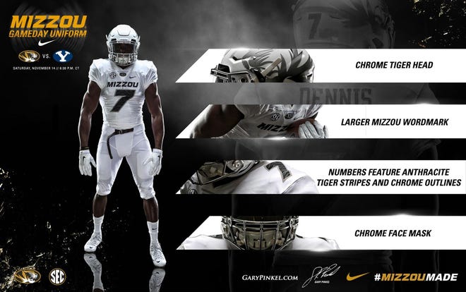 Missouri is wearing a new, all-white uniform combination for its game against BYU at Kansas City's Arrowhead Stadium on Saturday (6:30 p.m., SEC Network).