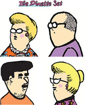 Characters from "The Dinette Set": Joy and Burl (top); Jerry and Verla (bottom).