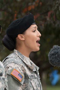 Fort Riley-based Army Spc. Xochilt Ramirez-Luna, of the 97th Military Police battalion, has been selected among 12 finalists in the Army's "Operation Rising Star" vocal talent competition.