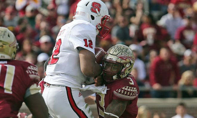 Florida State's Derwin James (3) was named the ACC Defensive Back of the Week for his performance in Saturday's win over N.C. State.