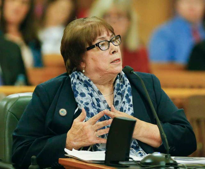 Phyllis Gilmore, a former Kansas legislator and current secretary for the Kansas Department for Children and Families, tells the Special Committee on Foster Care Adequacy that she's trying to recruit more foster parents and wants children to be able to choose where to go, Tuesday morning at the Statehouse.