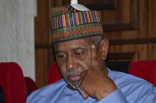 FILE- In this Tuesday, Sept.1, 2015 file photo, Nigeria's former national security adviser Sambo Dasuki attends a hearing to face charges of possessing weapons illegally, at the Federal High Court in Abuja, Nigeria. Nigeria"™s leader has ordered the arrest of the former president"™s national security adviser for allegedly stealing billions of dollars meant to buy weapons to fight Boko Haram Islamic extremists rampaging across northeast Nigeria. "œThousands of needless Nigerian deaths would have been avoided" if the money had been properly spent, Femi Adesina, an adviser to President Muhammadu Buhari, said in a statement Tuesday, Nov. 17, 2015 (AP Photo/ file)