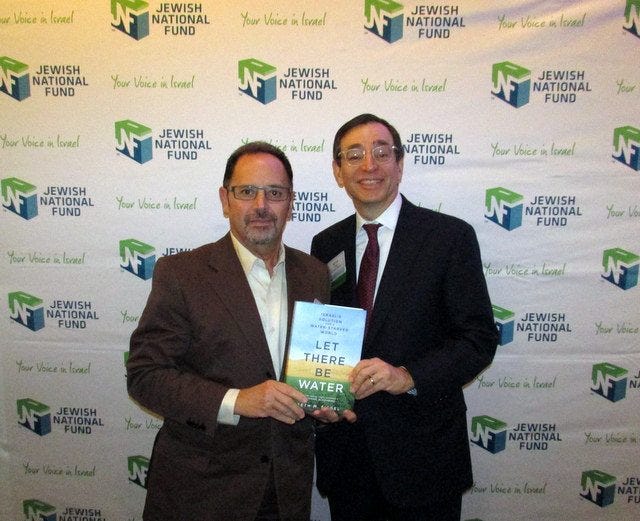 Newton resident Jeffery Davis, Jewish National Fund Chairman of the Board, and bestselling author, Seth Siegel, of “Let There Be Water: Israel’s Solution for a Water-Starved World” at the annual New England Water Summit Breakfast. Courtesy Photo.