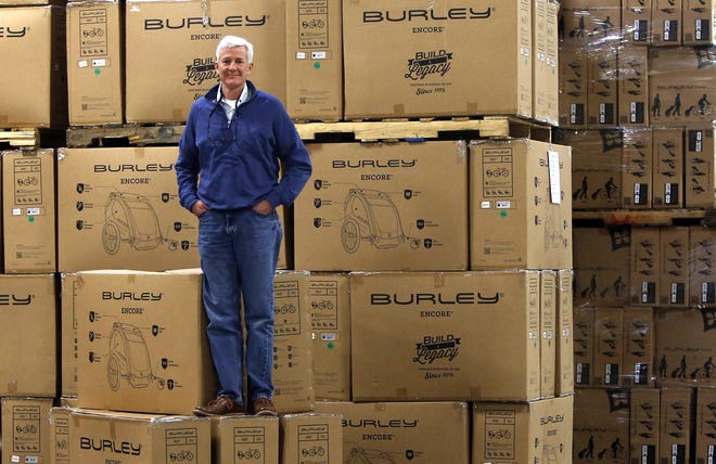 Mike Coughlin, CEO of Burley, in the company's new warehouse facility in Eugene on Tuesday, November 17, 2015. Coughlin recently paid $7.2 million for four buildings near BurleyÃ¢Â?Â?s headquarters in Westec Business Park in west Eugene. Coughlin bought them as a long-term investment and for BurleyÃ¢Â?Â?s future expansion. (Andy Nelson/The Register-Guard)