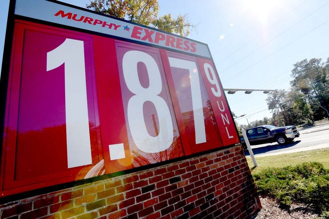 Gas was priced at $1.87 a gallon on Monday at this Murphy USA in Niceville.