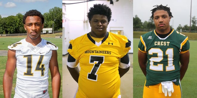 From left, Shelby's Xavier Brooks, Kings Mountain's Trevon Wilson and Crest's Tre Harbison are the Cleveland County Players of the Week.