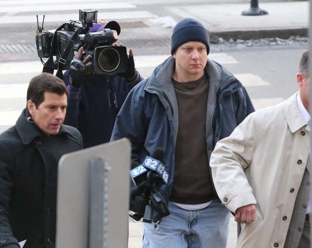 Chicago police Officer Jason Van Dyke arrives at the Leighton Criminal Courthouse in Chicago on Tuesday to possibly face charges for the killing of 17-year-old Laquan McDonald. Antonio Perez/Chicago Tribune/TNS