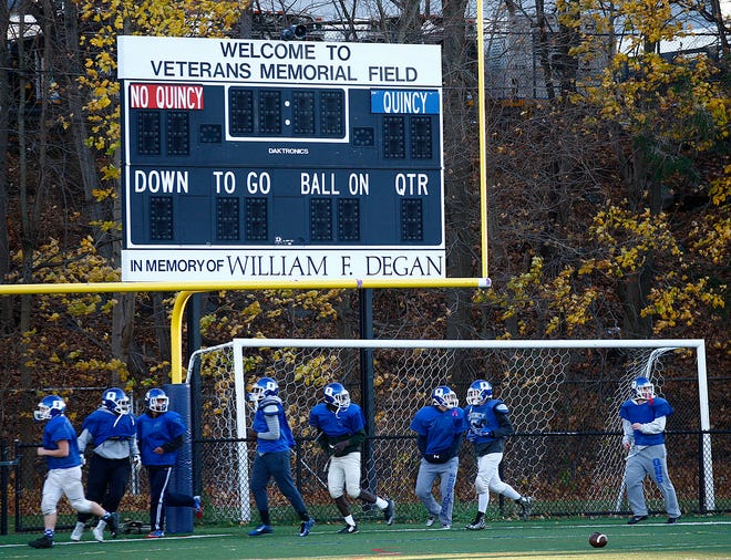 The scoreboard is all set for the game Thursday between Quincy and North Quincy. Monday, Nov. 23, 2015.