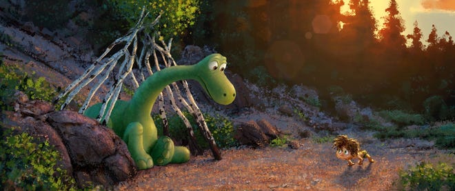 "The Good Dinosaur" tells the story of Arlo, a lively Apatosaurus with a big heart who befriends a human boy.