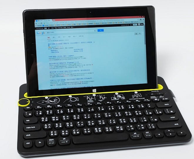A Logitech K480 keyboard is wireless and works with iPads, Android tablets, Chromebooks, Windows PCs and Macs. Three buttons on the front let you switch between the Bluetooth wireless frequencies required to connect each of them.  Submitted Photo