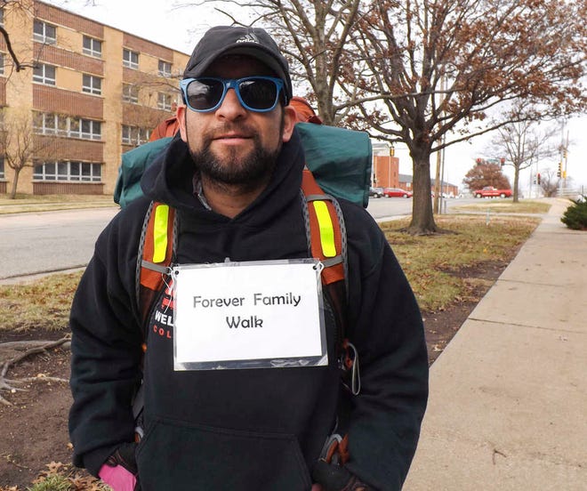 Jarett Wilkins has walked across 8 states and has plans to walk across 22 more on his Forever Family Walk to raise awareness about adopting and foster care.