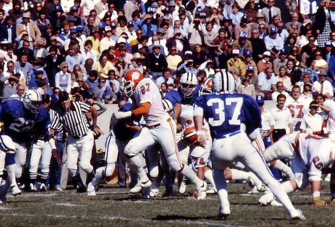 Kings Mountain's Kevin Mack (27) runs for Clemson against Kentucky during his career in the early 1980s.